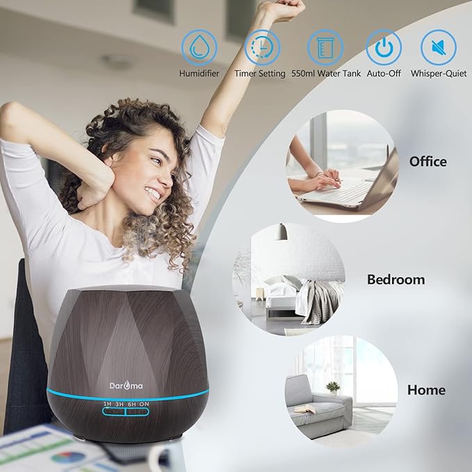 550ml Essential Oil Diffuser, DAROMA Upgraded Remote Control 6 in 1 - Image 4