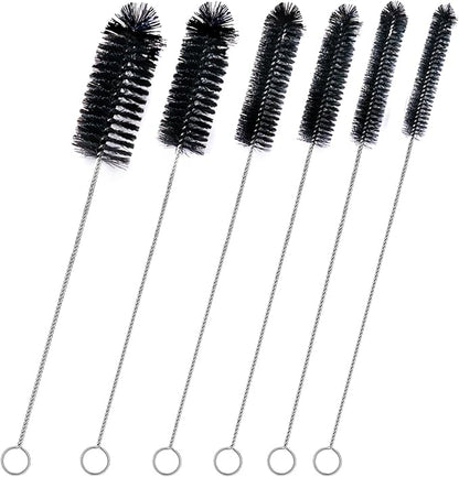 Straw Cleaner Brush Set, 6 Piece 12" Long Pipe Tube Bottle Brushes by BRUSHFAMILY
