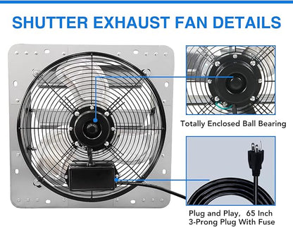KEN BROWN 14 Inch Shutter Exhaust Fan, Gable Vent Fan, Wall Mount Ventilation - Image 4