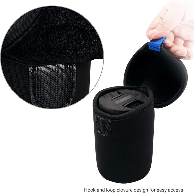 JJC Water Resistant Neoprene Camera Lens Pouch Case, Fold-Over Lens Bag - Image 4