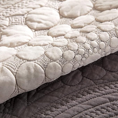vctops Boho Circle Embroidery Couch Sofa Cover Solid Color Cotton Quilted - Image 5