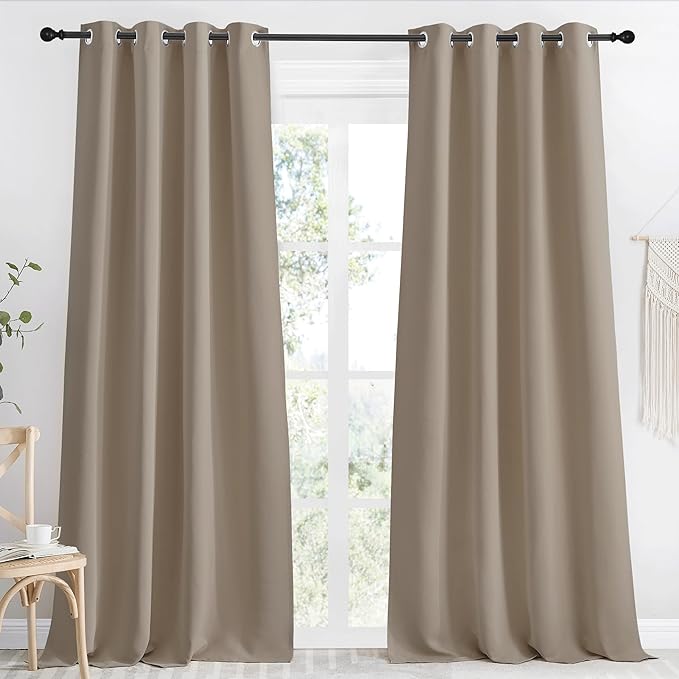 NICETOWN Taupe Blackout Curtain 96 inch Long, W55 x L96, 1 Panel, Thermal by NICETOWN
