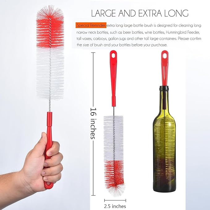 ALINK 8-Pack Red Bottle Brush Cleaner Set - Image 2