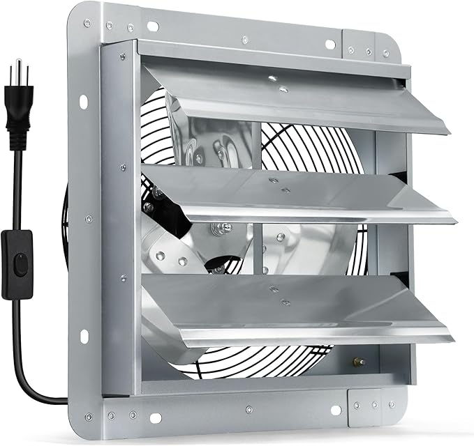 14 Inch Shutter Exhaust Fan, Wall Mount Attic Fan by Hipoilk