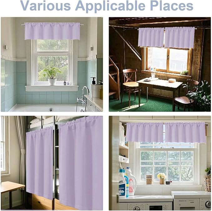 Chyhomenyc Short Curtains 30 Inch Length, Small Light Purple Curtain Rod Pocket - Image 8