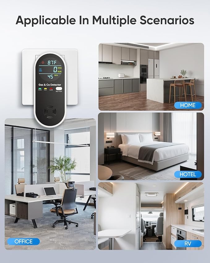 Carbon Monoxide Detectors and Natural Gas Detector, 4-in-1 Upgraded Carbon - Image 6