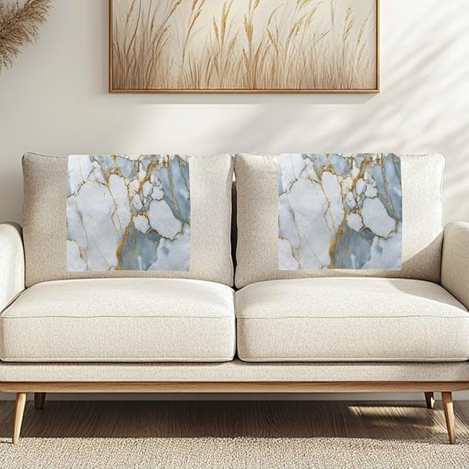 Blue Marble Headrest Cover Furniture Covers - Image 2