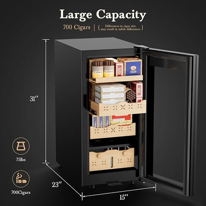 85L Electric Cigar Humidor Cabinet-700 Counts Large Capacity-Intelligent - Image 2
