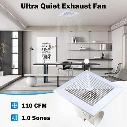 FEITON 110 CFM Bathroom Fan Exhaust Fan Ceiling Mount, 1.0 Sones, Square Quiet - Image 4