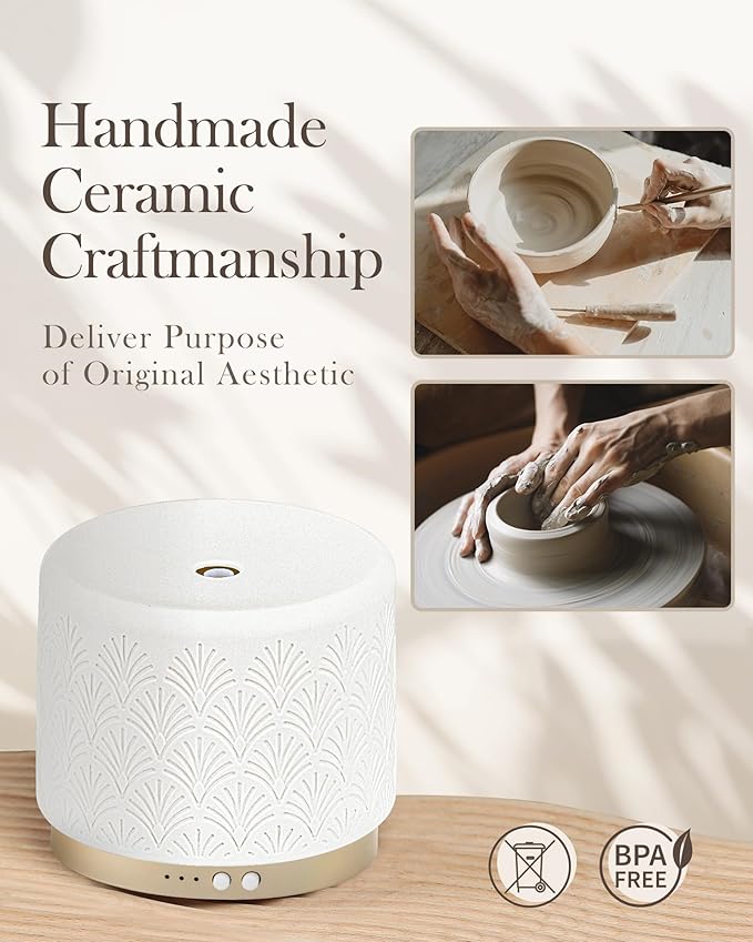 Ceramic Essential Oil Diffuser 280ml- Aromatherapy Diffuser - Image 3