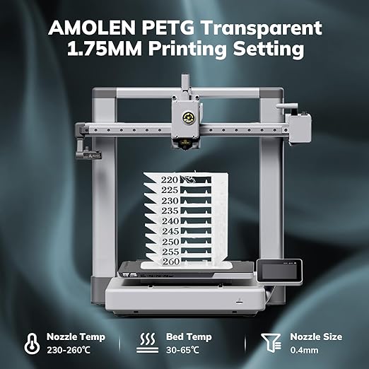 AMOLEN Rapid PETG Transparent 3D Printer Filament 1.75mm +/-0.02mm, 500mm/s - Image 3