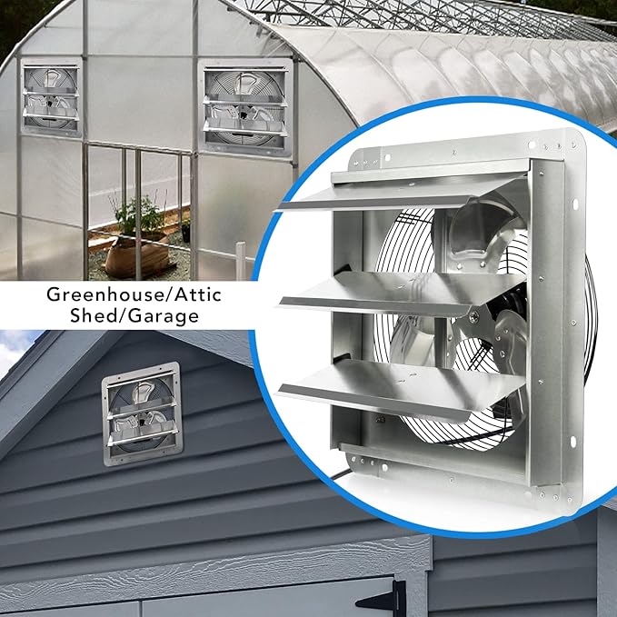 KEN BROWN 14 Inch Shutter Exhaust Fan, Gable Vent Fan, Wall Mount Ventilation - Image 8