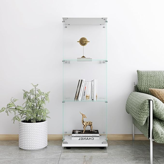 Yoluckea 3 Shelves Glass Display Cabinet by Yoluckea