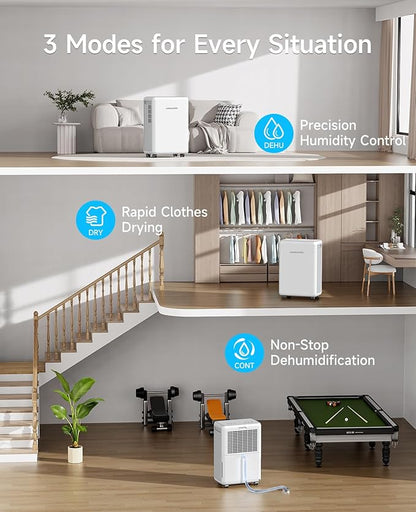 30 Pints Dehumidifier for Basement and Home, Quiet 3-Mode Operation - Image 5