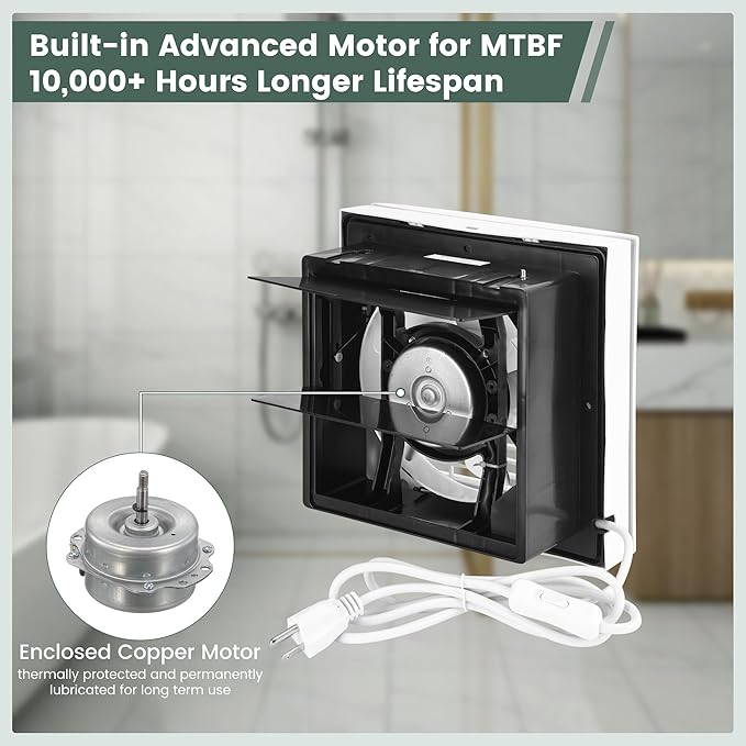 6" Shutter Exhaust Fan, 258CFM Window or Wall Mount Ventilation Fan - Image 6