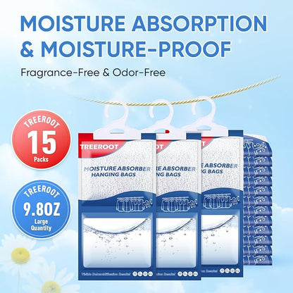 15 Pack Moisture Absorbers for Closet, 9.8OZ Hanging Closet Dehumidifier Bags - Image 2