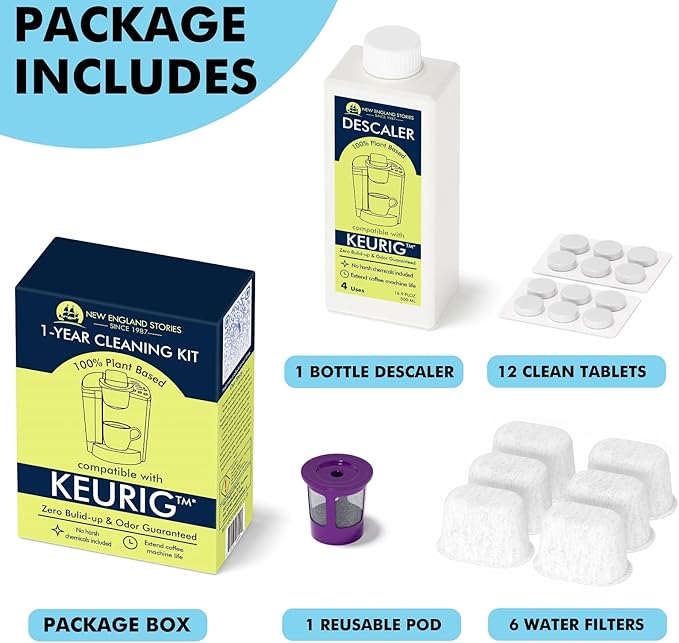 New England Stories Keurig Compatible Descaling Set, 1 Year Cleaning & - Image 2