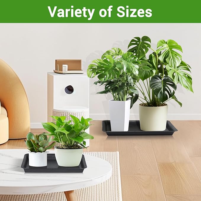GREANER Plant Saucer Tray Rectangular, Heavy Sturdy Plastic Plant Drainage Trays - Image 7