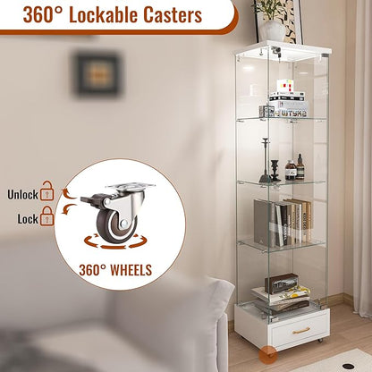 Yoluckea 4-Tier Glass Display Cabinet - Image 5