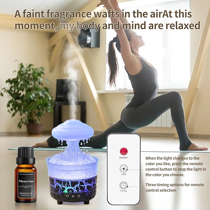 BOHOFAM Aroma Essential Oil Diffuser, Rain Cloud humidifier Simultaneously - Image 6