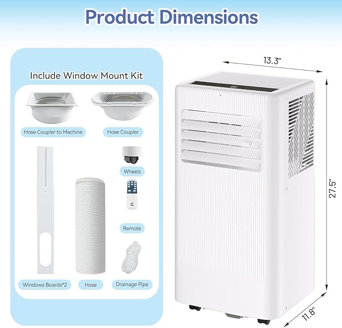 ​​10000 BTU Portable Air Conditioner w/Dehumidifier & Fan | Cools Rooms up to - Image 2