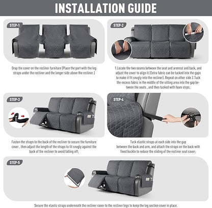 TAOCOCO 100% Waterproof Recliner Cover, Non-Slip Washable Reclining Couch Cover - Image 7