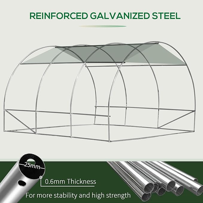 Walk-in Hoop Greenhouse for Tropical Plants, 10’x10’x6.5’ High Peak Design - Image 5
