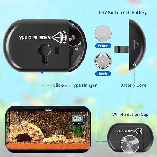 AQUANEAT 2 Packs Reptile Thermometer Hygrometer Digital Display Temperature and - Image 2