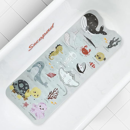 Bath Mat for Tub Non Slip, Machine Washable Anti-Slip Cartoon Baby Bathtub by Secopad