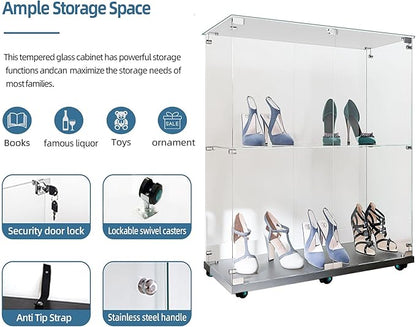 Yoluckea 2-Tier Glass Display Cabinet - Image 4