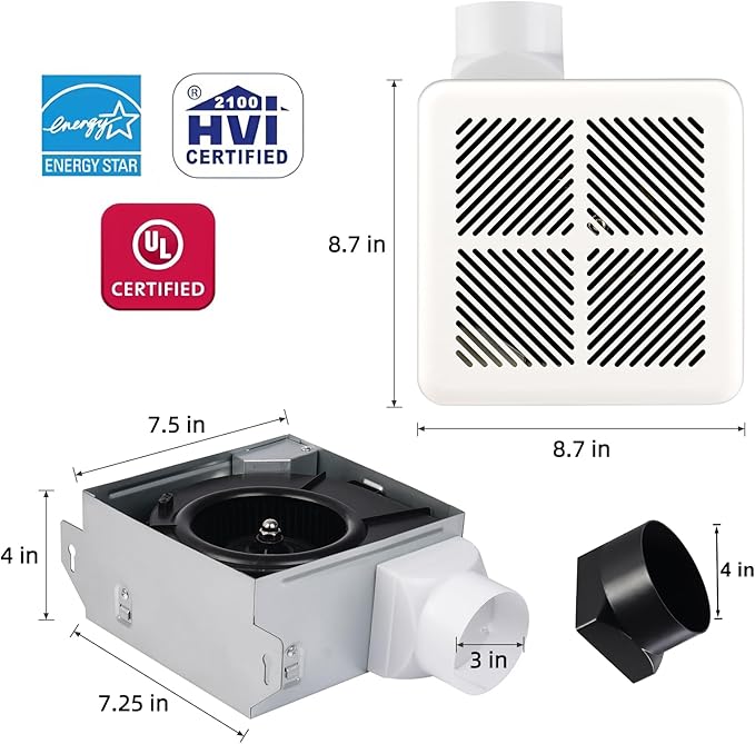 Tech Drive Very Quiet Bathroom Exhaust Fan - Image 3