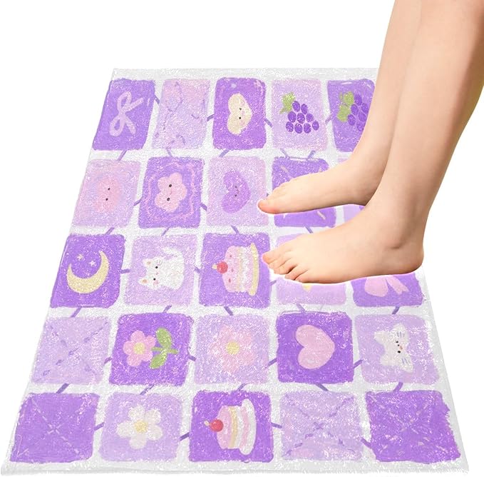 Purple Flower Cake Grid Bath mats - Image 4