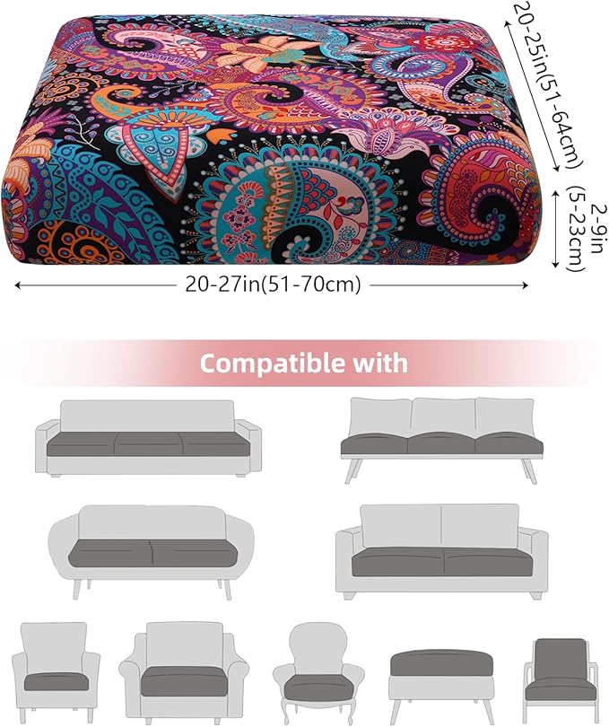 Fuloon Sofa Cushion Covers, Stretch Printed Seat Cushion Cover Couch Seat - Image 4