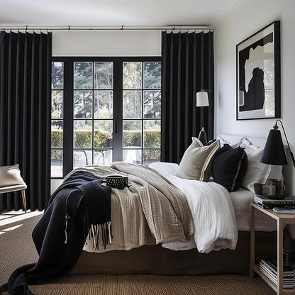 Blackout Curtains 108 Inches Long, Modern Pinch Pleated Linen Drapes - Image 8