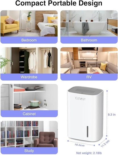 CLEVAST Dehumidifier for Home, 30oz Small Quiet Dehumidifier for Bathroom & - Image 7