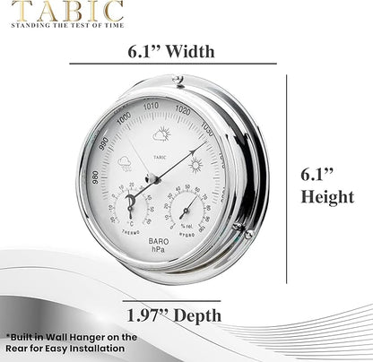 Chrome Barometer with Built-in Hygrometer &Thermometer - Image 3