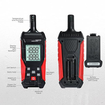 Humidity Temperature Meter, High Precision Digital Psychrometer HVAC - Image 6