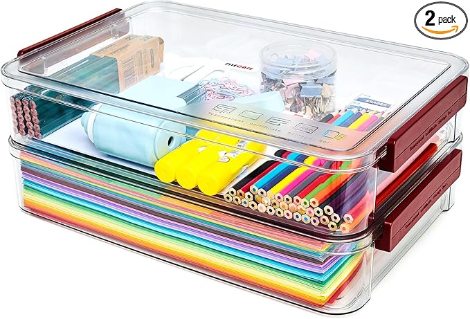5.5qt Portable Project Case 9 X 13 Clear Stackable Plastic Storage by CATOOMUU