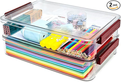 5.5qt Portable Project Case 9 X 13 Clear Stackable Plastic Storage by CATOOMUU