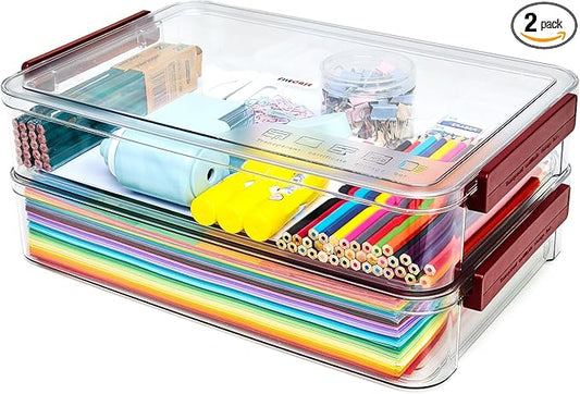 5.5qt Portable Project Case 9 X 13 Clear Stackable Plastic Storage by CATOOMUU