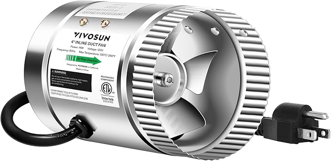 VIVOSUN 4 Inch Inline Duct Fan 100 CFM, HVAC Exhaust Ventilation Fan by VIVOSUN