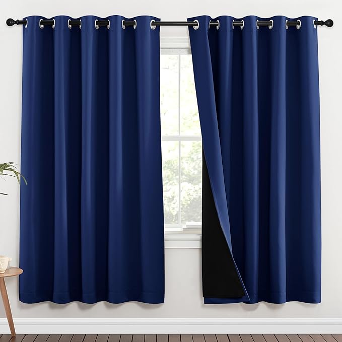 NICETOWN Full Shade Curtain Panels, 62 x 72 inch, Royal Blue, Pair of Energy by NICETOWN