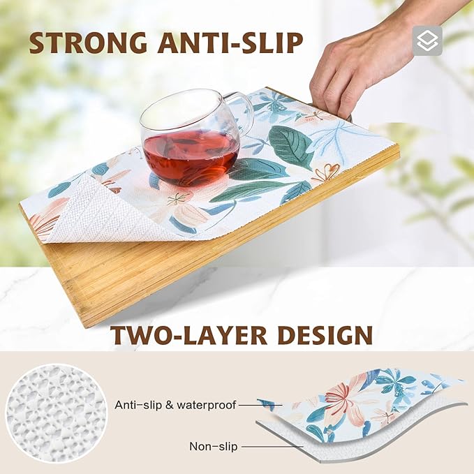 Shelf Liners Non Adhesive Pastel Floral & Bird Pattern - Image 2