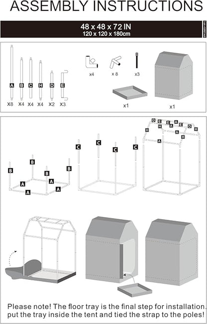Grow Tent Roof 48"x48"x72" High Reflective Grow Tent Indoor Grow Room - Image 9