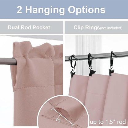 Chyhomenyc Blush Pink Short Blackout Curtains 30 Inch Length, Small Kitchen - Image 5