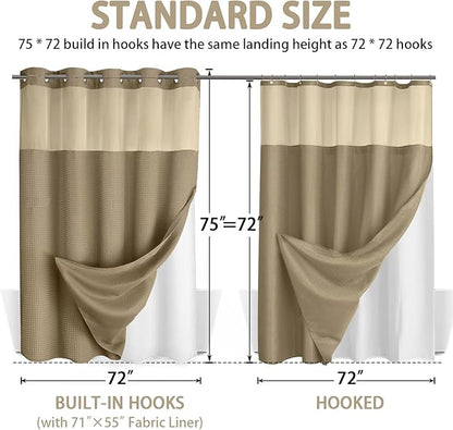 No Hook Shower Curtain and Liner Set - Image 6