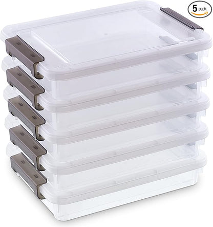 5PCS Plastic Storage Bins with Lids Portable Project Case Water Resistant by Bienvoun