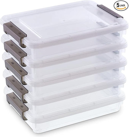 5PCS Plastic Storage Bins with Lids Portable Project Case Water Resistant by Bienvoun