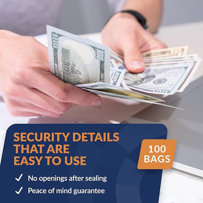ControlTek SafeLok 12" x 16", 100 Bags, Tamper-Evident Deposit Bags, Cash - Image 5