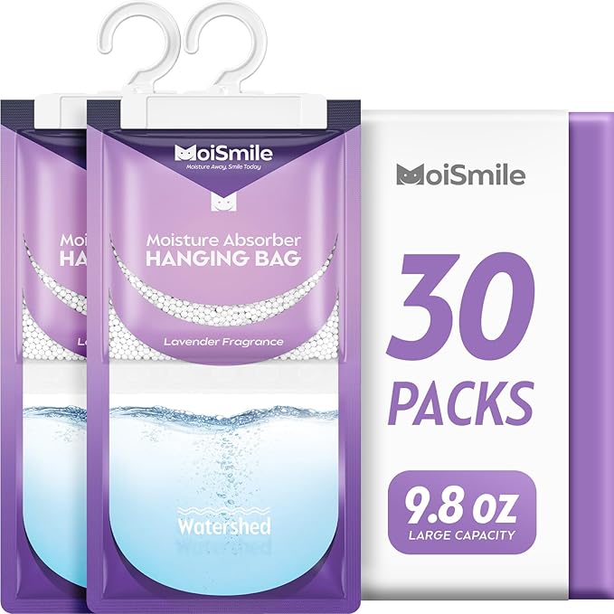 Moisture Absorbers 30 Pack Lavender Fragrance, Hanging Closet Dehumidifier Bags by MoistureAbsorbers